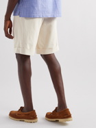 Caruso - Wide-Leg Pleated Herringbone Cotton Bermuda Shorts - Neutrals