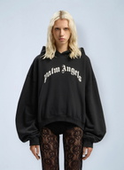 Palm Angels Curved Logo Track Crop Hooded Sweatshirt