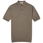 John Smedley Men's Adrian Cotton Knit Polo Shirt in Beige Musk