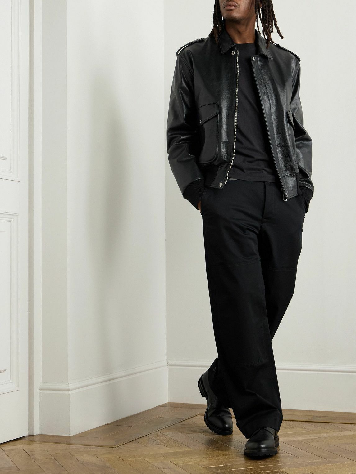 Dolce&Gabbana - Straight-Leg Logo-Appliquéd Paneled Cotton-Blend Gabardine Trousers - Black