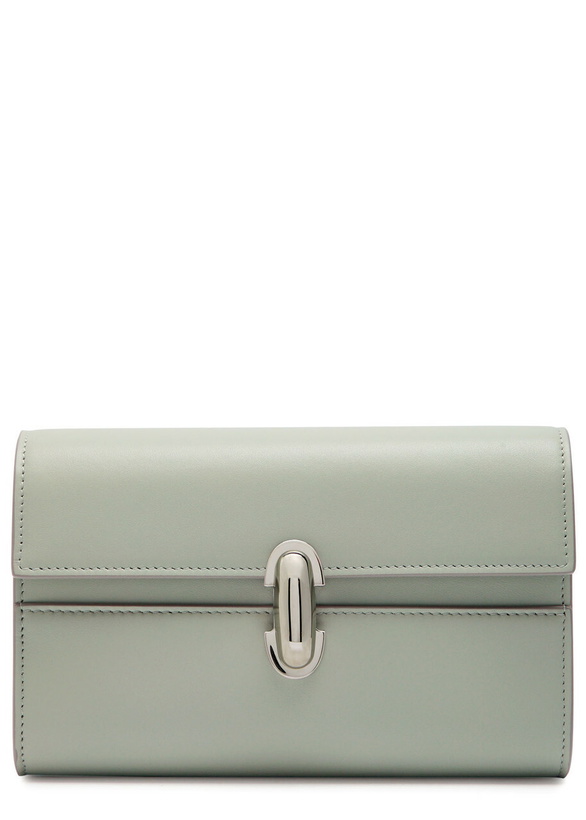 Photo: Savette Symmetry Mini Leather Clutch - Light Green - One Size