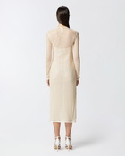 Pinko Sequinned Mesh Midi Dress G. Maroso Beige