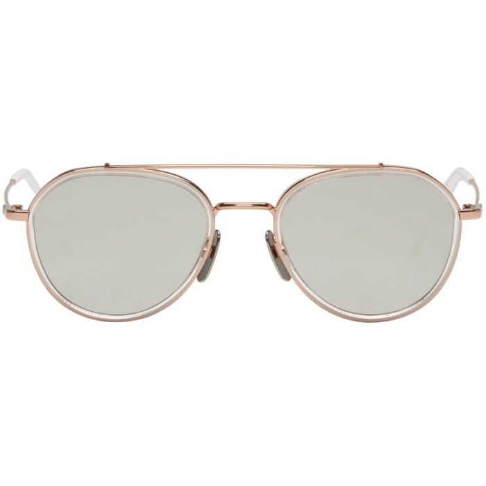 Photo: Thom Browne Rose Gold TB 801 Aviator Sunglasses