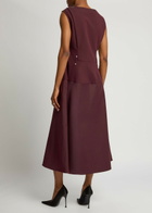 Stine Goya Panelled Crepe and Twill Midi Dress Aubergine