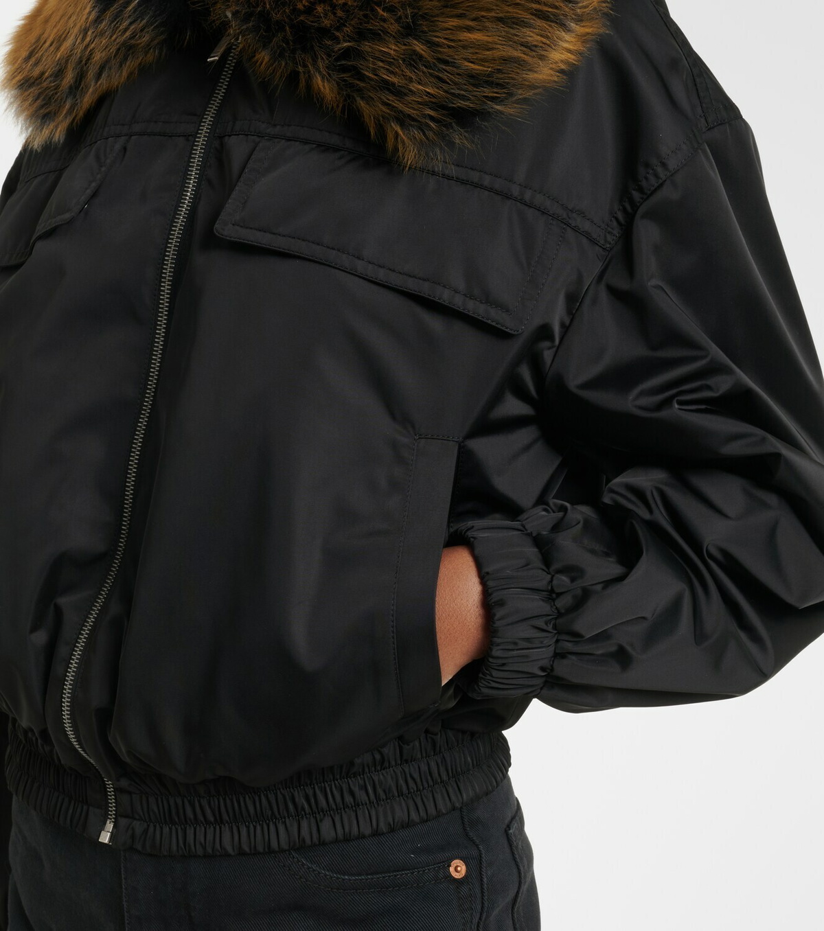 Saint Laurent Shearling-trimmed blouson jacket