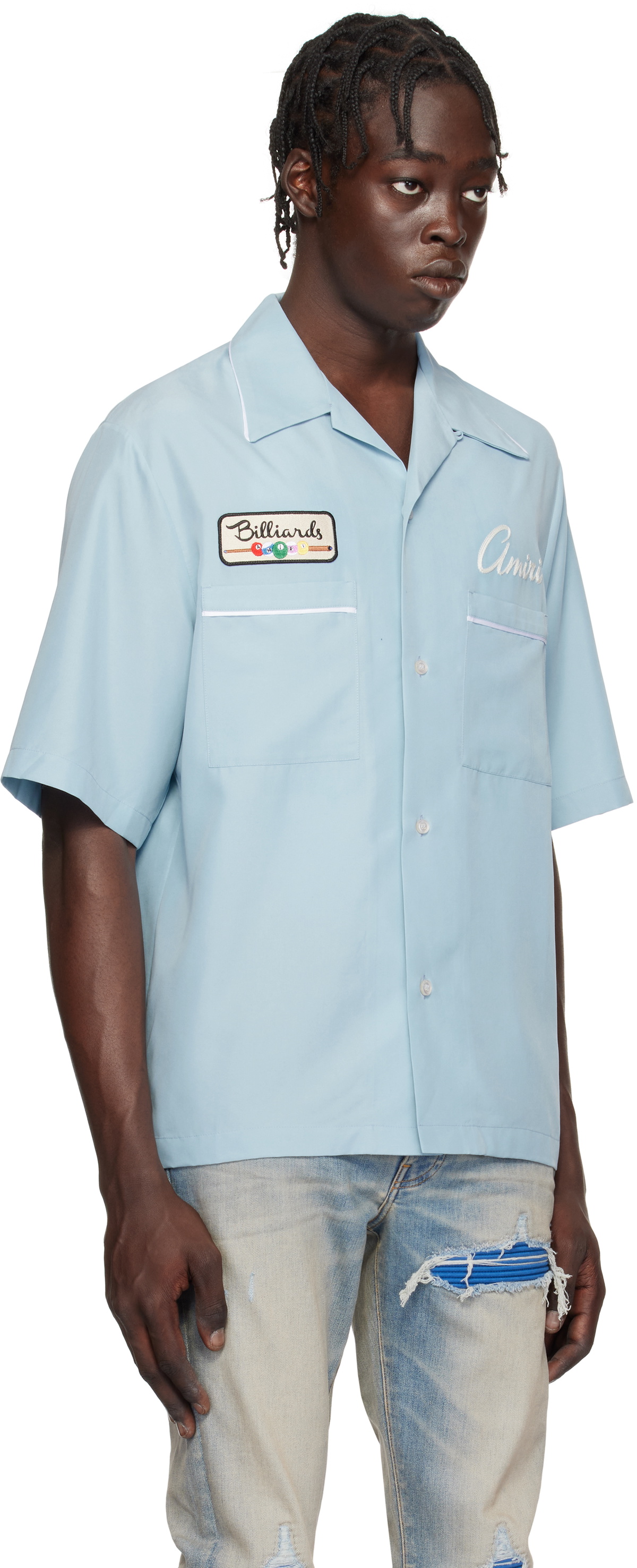 AMIRI Blue 'Billiards Club' Camp Shirt