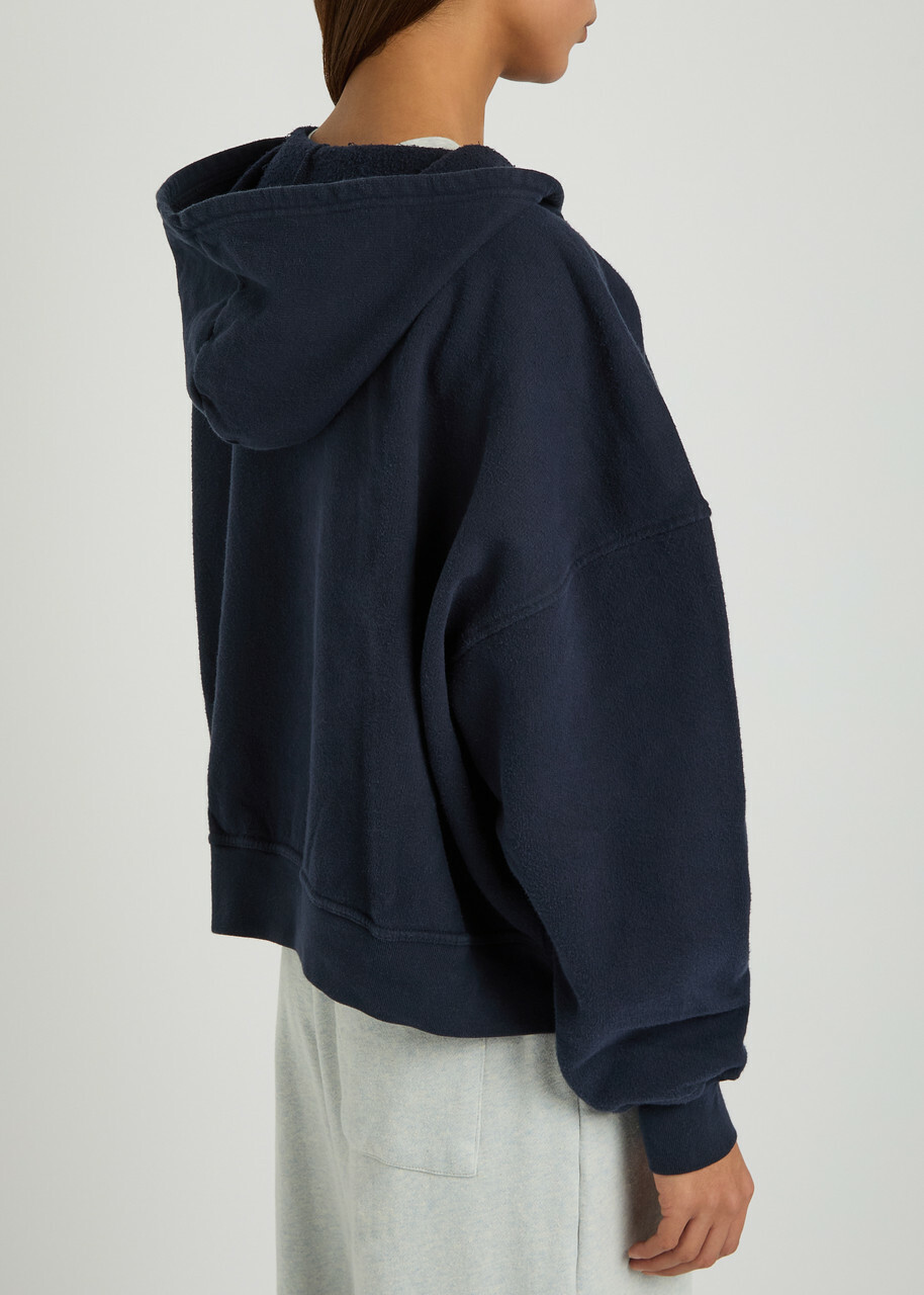 American Vintage Plizzy Hooded Cotton Sweatshirt Navy