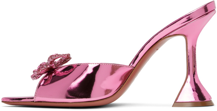 【関税込み】Amina Muaddi ピンク Feli ヒールサンダル Amina Muaddi Begum Embellished Leather Slingback Pumps