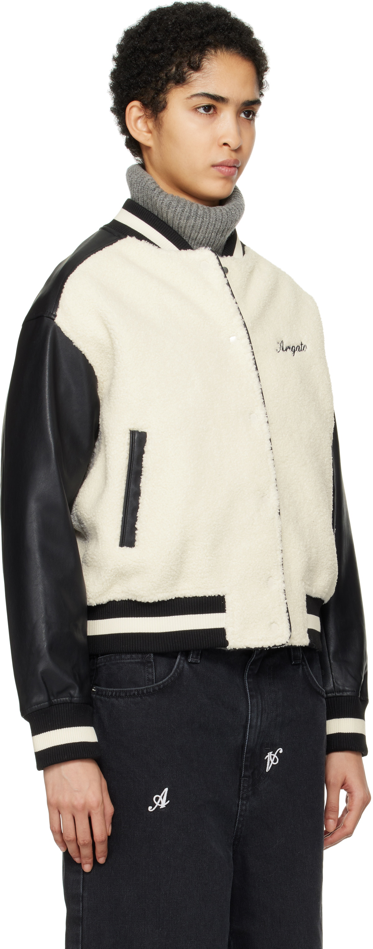 Axel Arigato Off-White & Black Saul Varsity Bomber Jacket