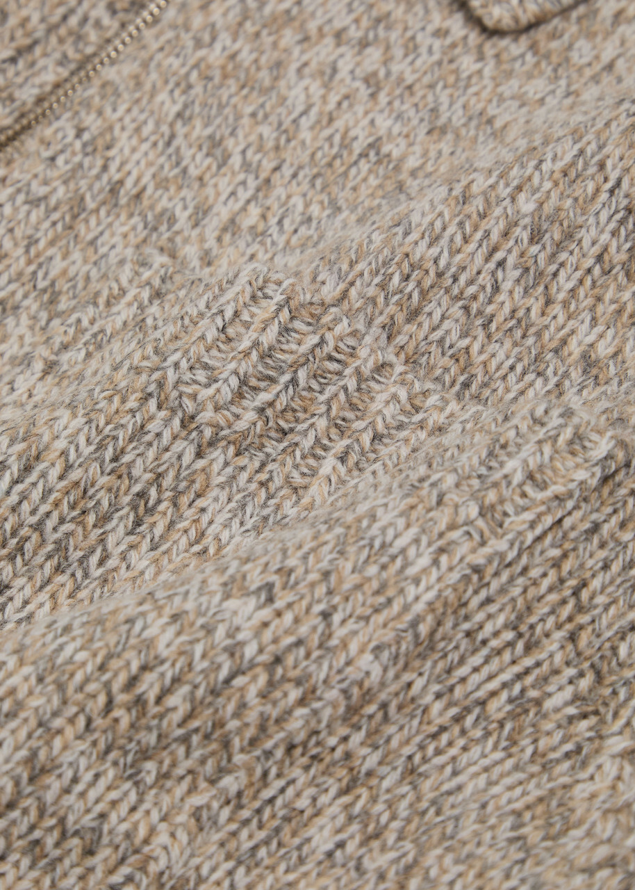 Wax London Alpha Half-zip Wool Polo Jumper Beige
