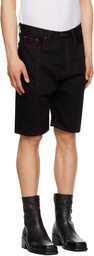 Steven Passaro Black Contrast Stitched Denim Shorts