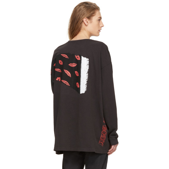 Some Ware Black Long Sleeve Colorblock Hearts T-Shirt