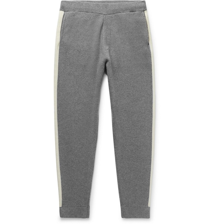 Photo: Theory - Astine Tapered Striped Wool and Cashmere-Blend Sweatpants - Gray