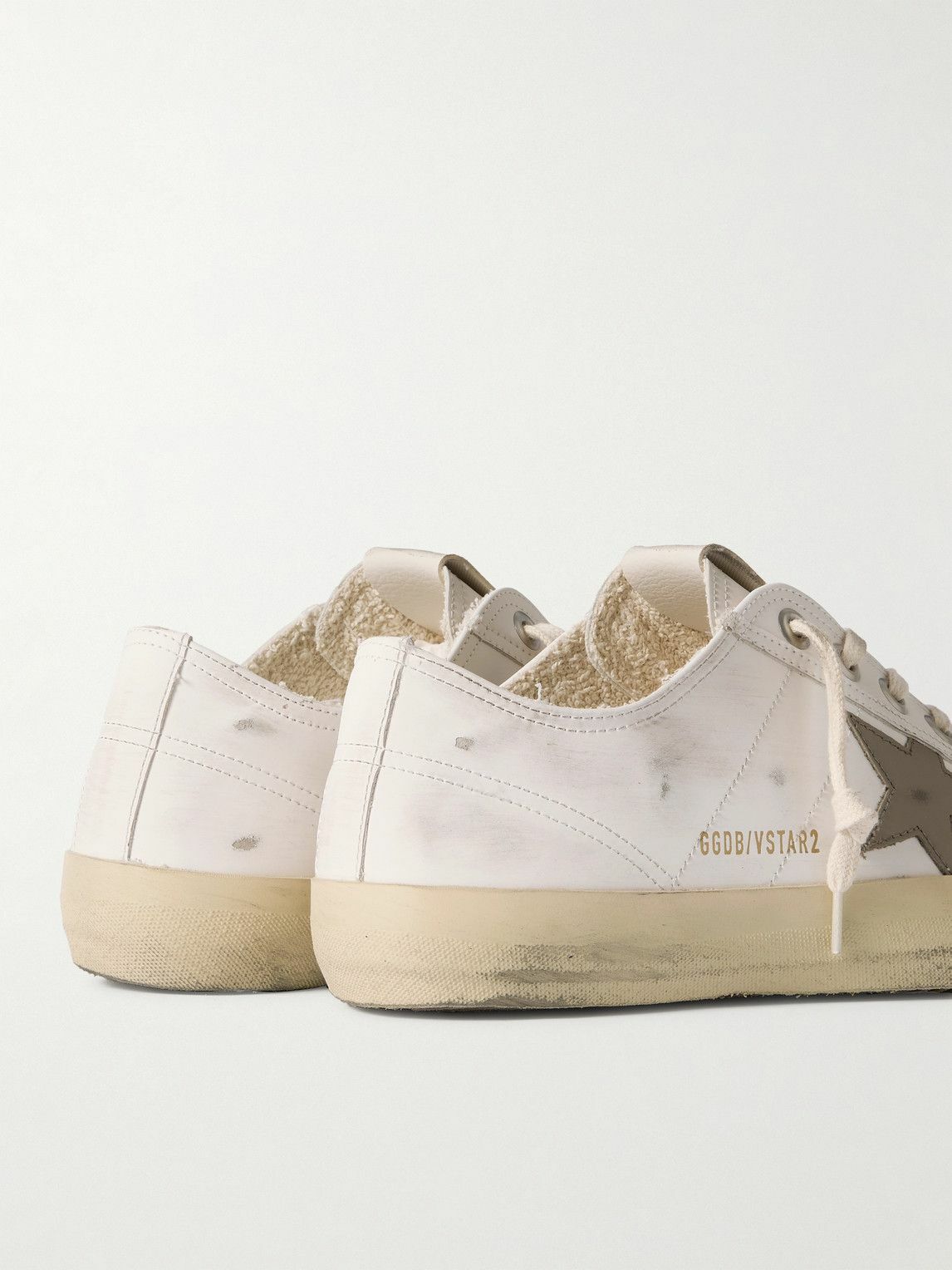 Golden Goose - V-Star 2 Distressed Leather Sneakers - White Golden Goose - V-Star 2 Distressed Leather Sneakers - White