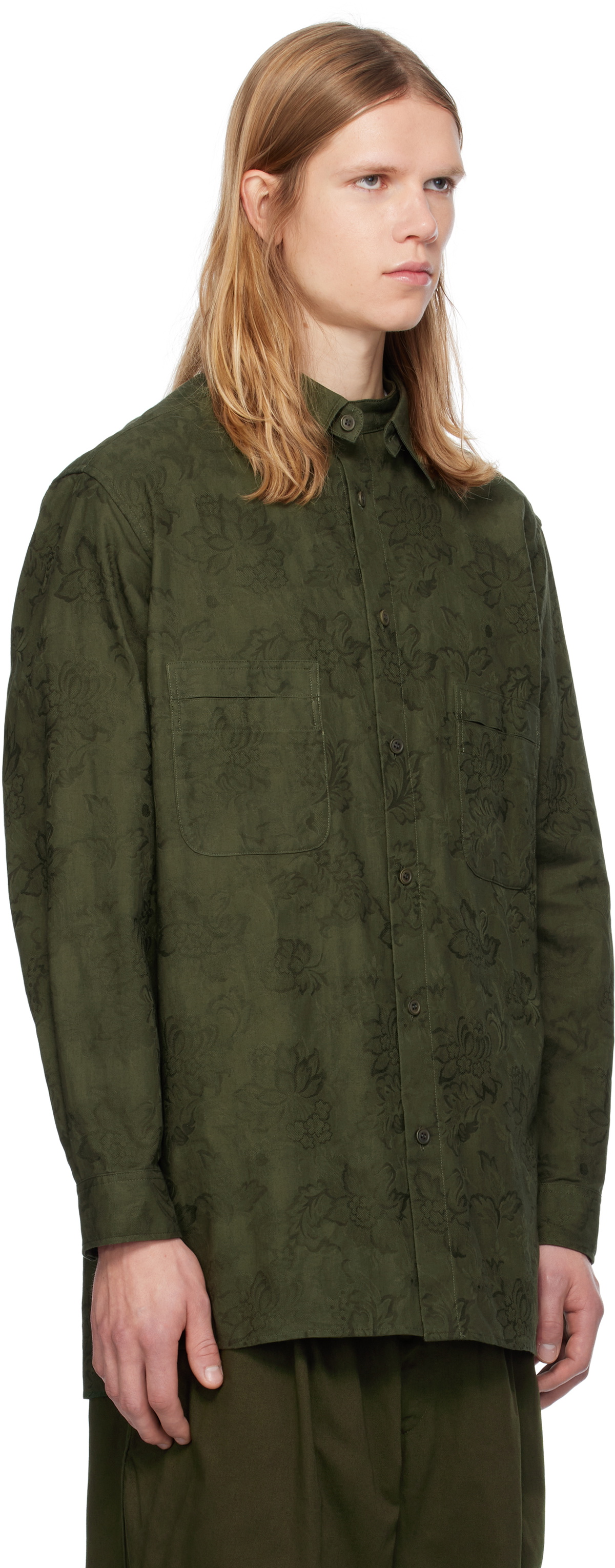 Y's For Men Khaki Flower Jacquard Shirt
