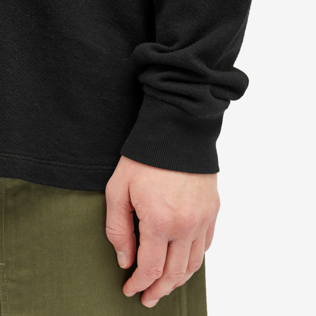 Monitaly Men's French Terry Long T-Shirt in Black