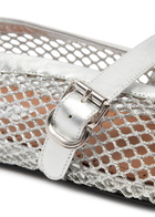 Alaïa Metallic Mesh Ballet Flats Silver