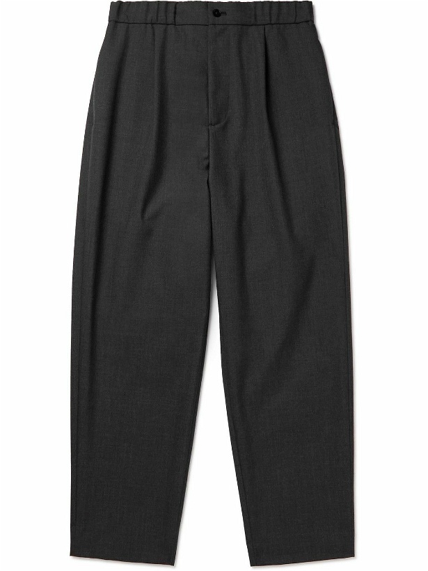 Photo: ATON - Easy Tapered Wool Trousers - Gray