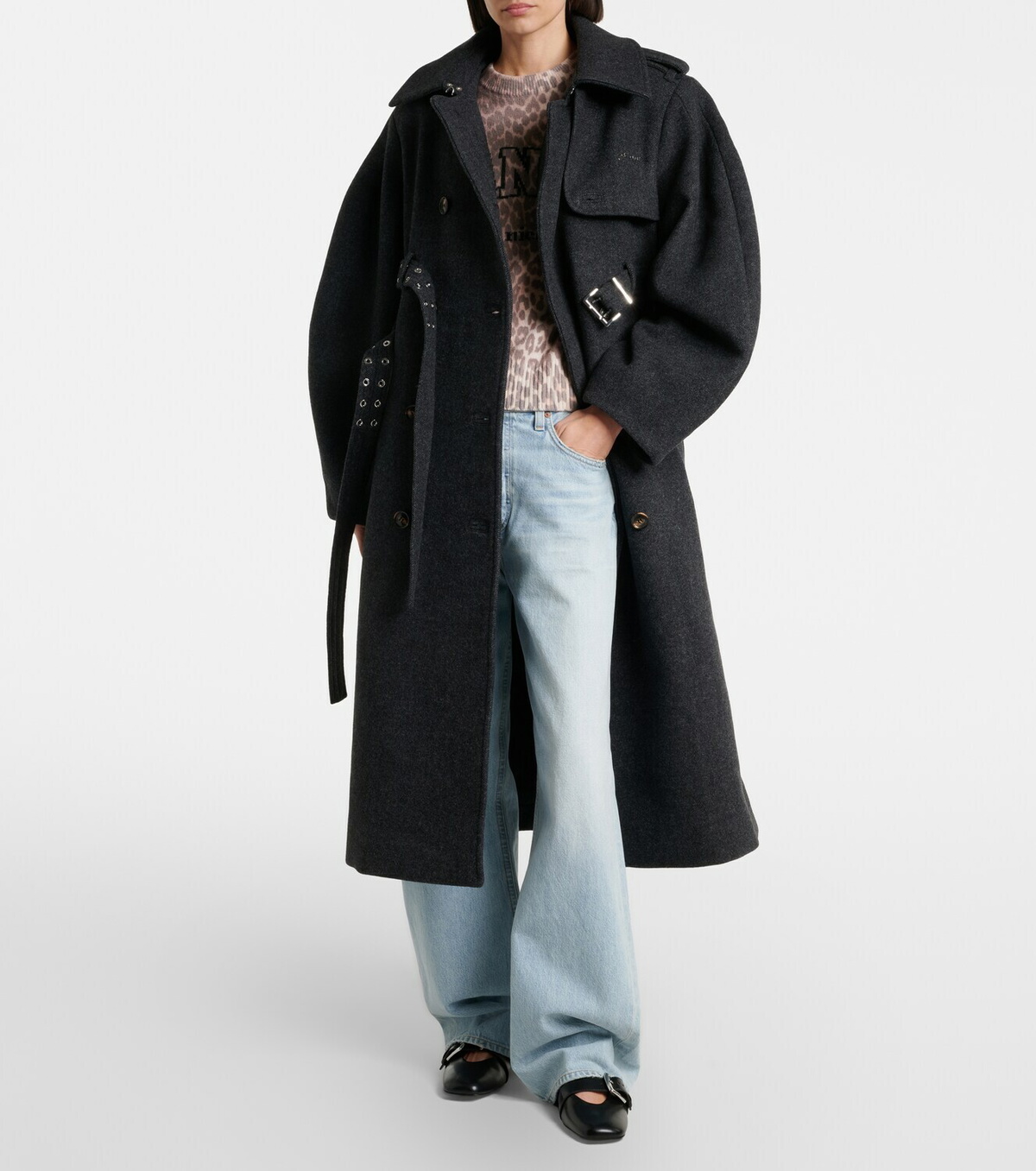 Ganni Belted wool and cashmere-blend coat
