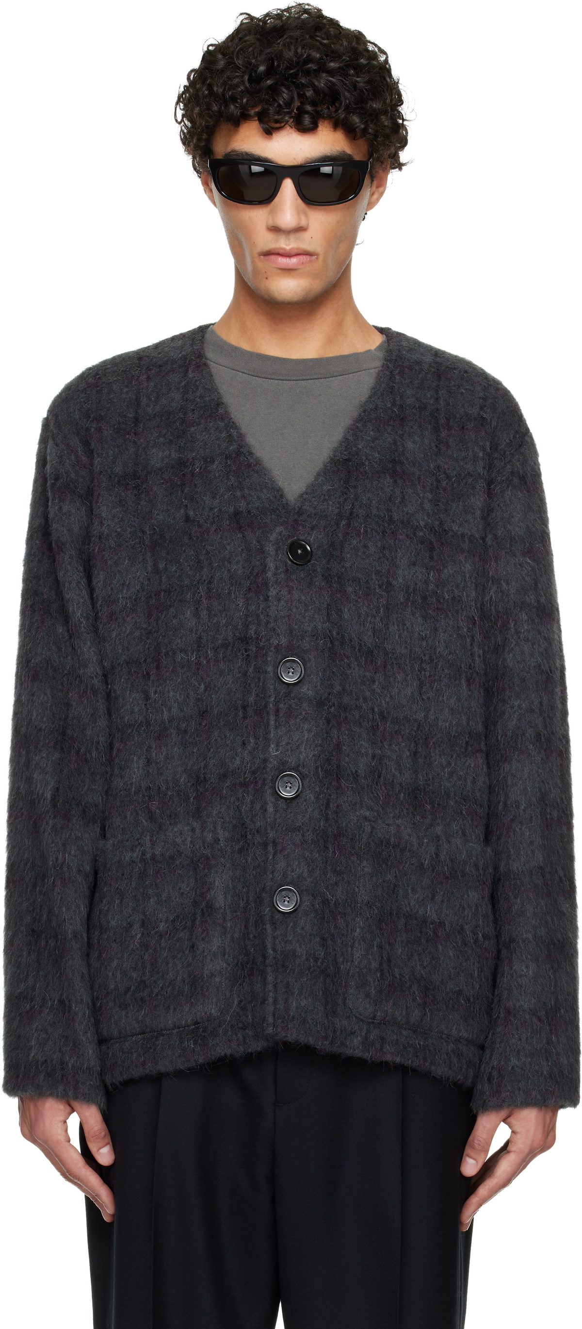 OUR LEGACY Gray & Navy Evening Cardigan Our Legacy