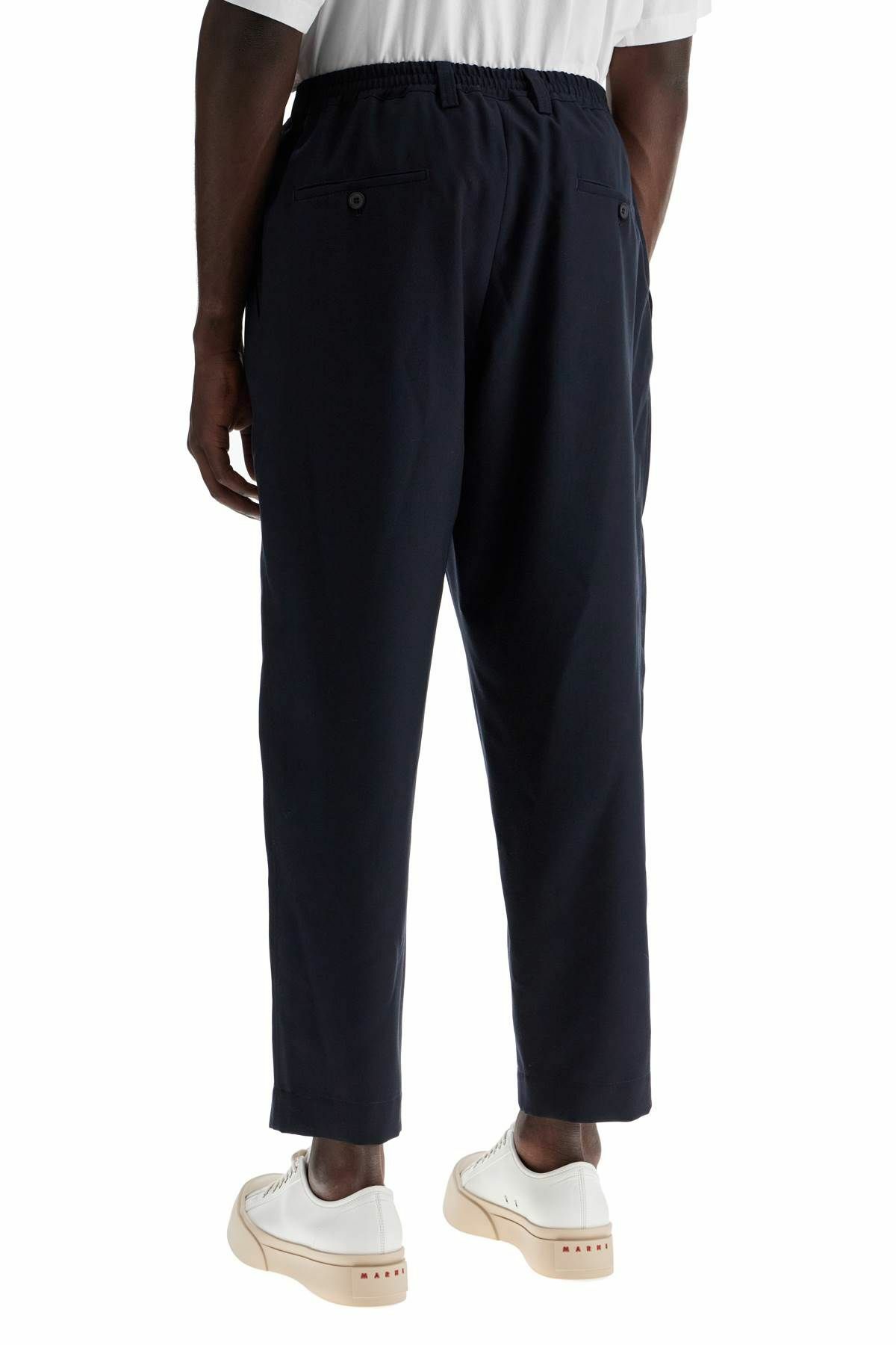 MARNI tropical wool cropped pants in Blue
