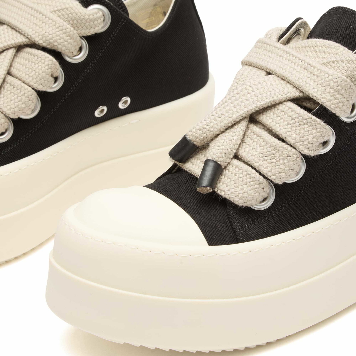 Rick Owens DRKSHDW Women's Bumper Jumbo Lace Low Sneakers in Black/Milk