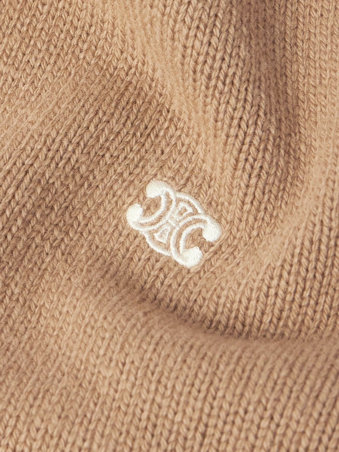 CELINE - Logo-Embroidered Wool and Cashmere-Blend Sweater - Brown