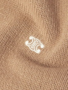 CELINE - Logo-Embroidered Wool and Cashmere-Blend Sweater - Brown