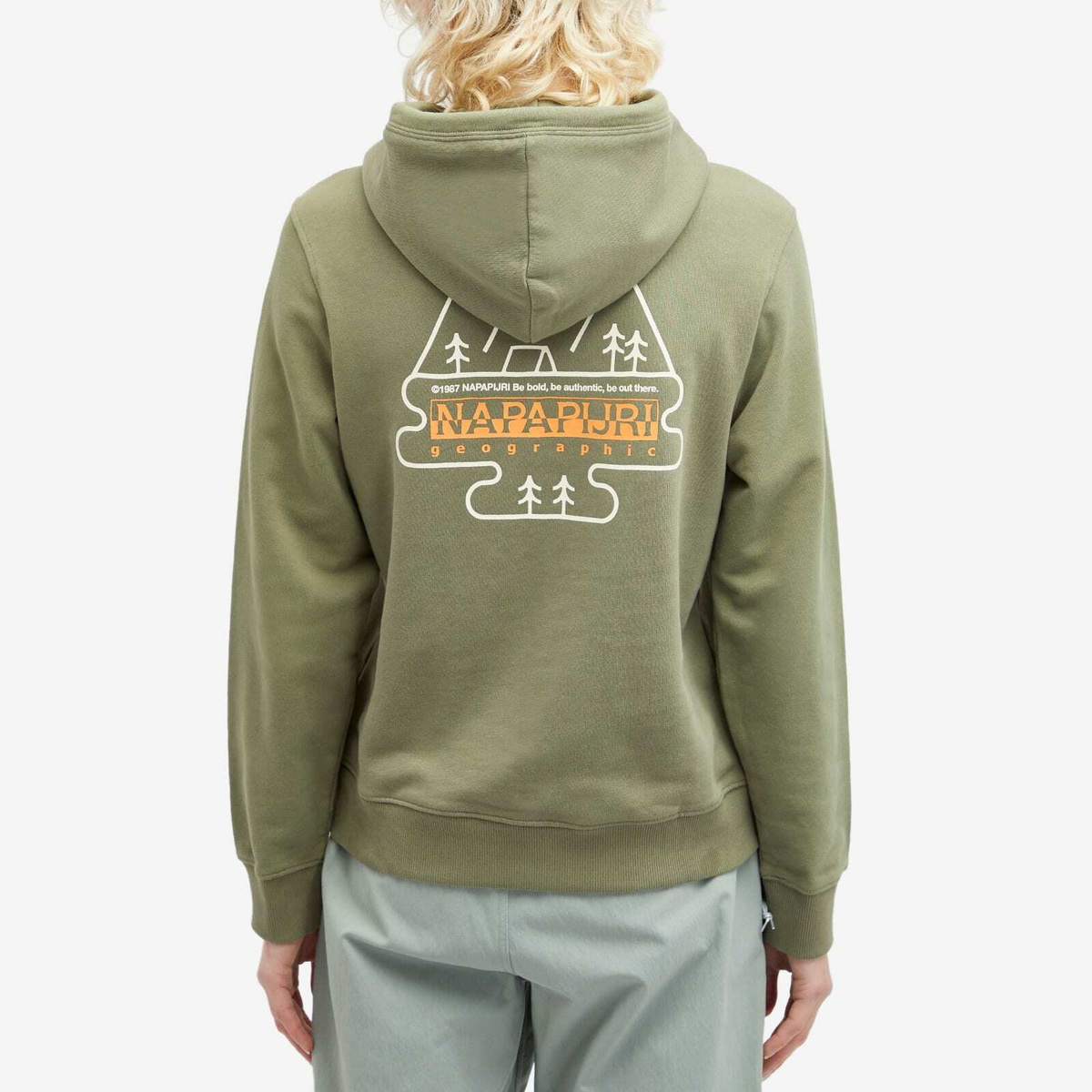 Napapijri Women's Logo Hoodie in Green Lichen