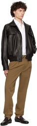 Ferragamo Brown Grainy Leather Jacket