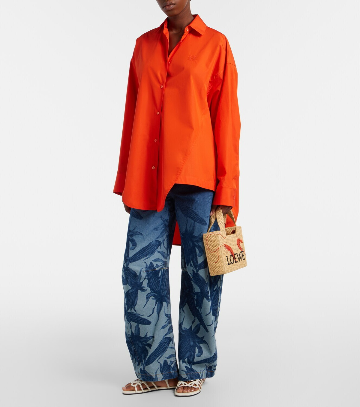 Loewe Paula's Ibiza Font Mini raffia tote bag