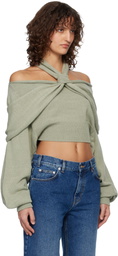 BALMAIN Green 'Balmain' Long-Sleeve Silk Sweater