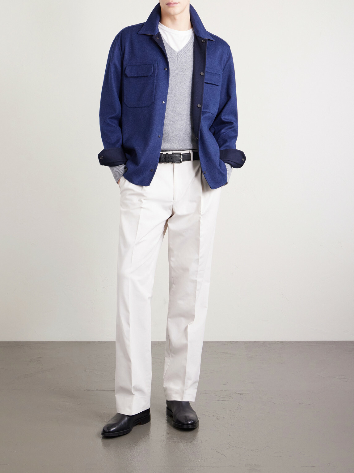 SEASE - Wool-Blend Overshirt - Blue