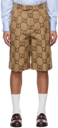 Gucci Beige & Brown Jumbo GG Shorts