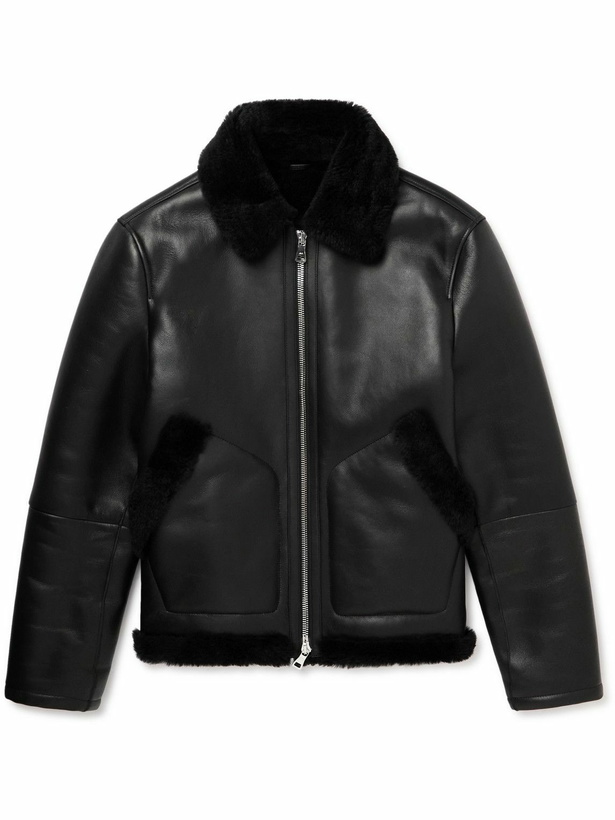 Photo: Mr P. - Nappa Leather and Shearling Trucker Jacket - Black