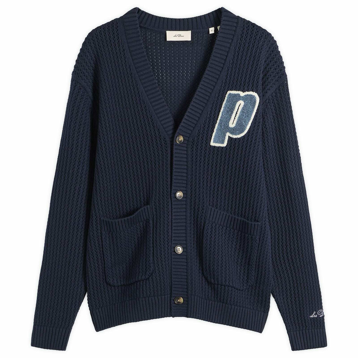 Les Deux Men's Prince Lace Knitted Cardigan in Dark Navy