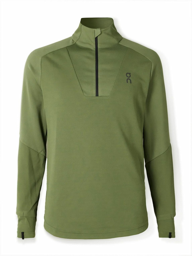 Photo: ON - Climate Recyled Mesh and Ripstop Half-Zip Top - Green