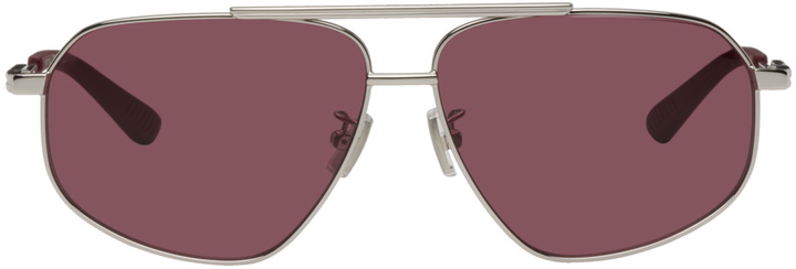 Photo: Bottega Veneta Silver Aviator Sunglasses