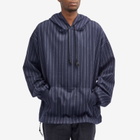 Junya Watanabe MAN Men's Wool Pinstripe Hoodie in Navy/Grey Stripe