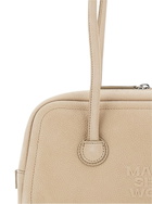 Marge Sherwood boston Beige Shoulder Bag With Embossed Logo Lettering On The Front In Leather Woman