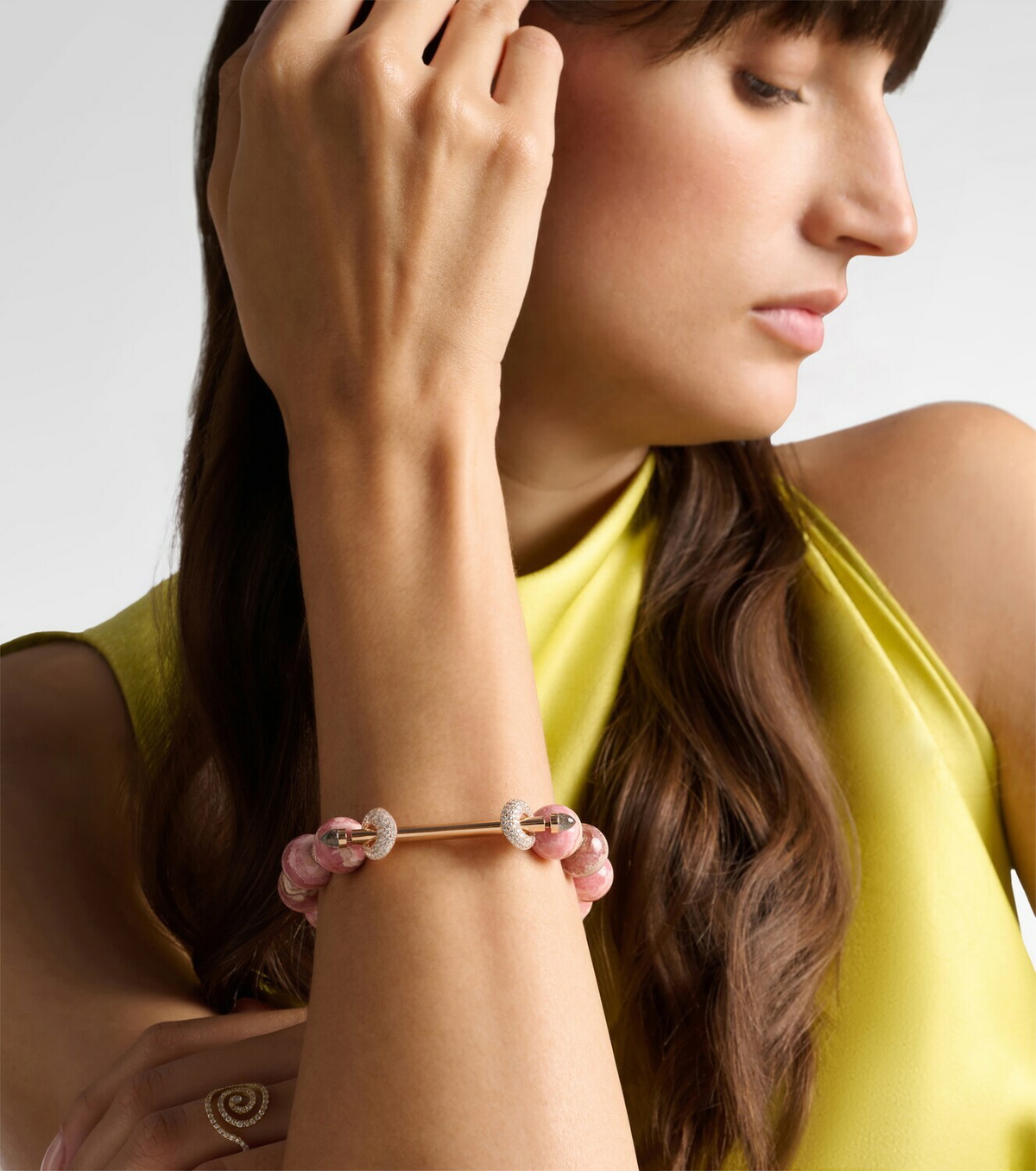 Ananya Chakra 18kt rose gold beaded bracelet with gemstones