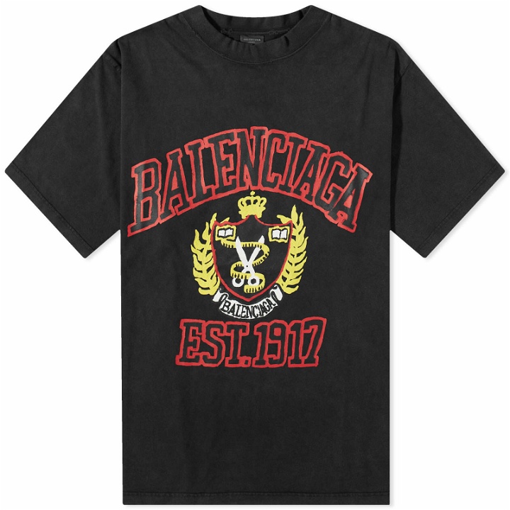 Photo: Balenciaga Men's College T-Shirt in Washed Black