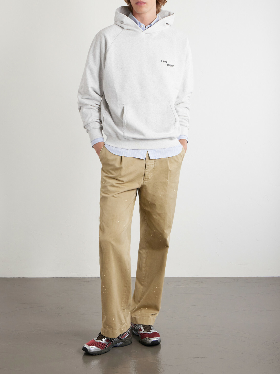 A.P.C. - Fragment Logo-Print Cotton-Jersey Hoodie - Gray