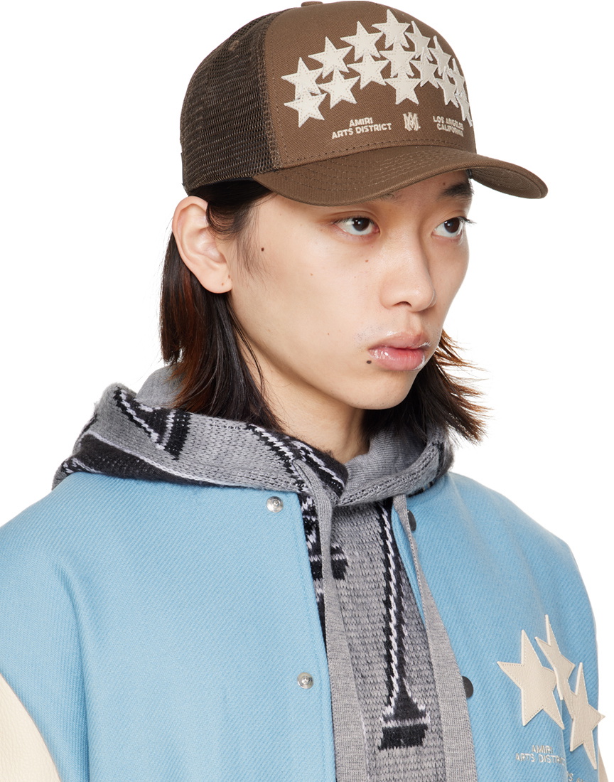 AMIRI Brown Star Leather Trucker Cap Amiri