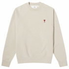 AMI Paris Men's Small A Heart Popover Sweatshirt in Heather Light Beige