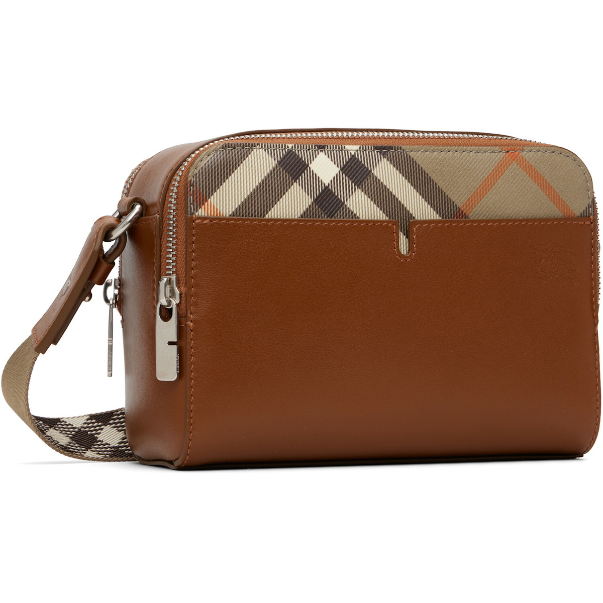 Burberry Tan Pop Check Crossbody Bag