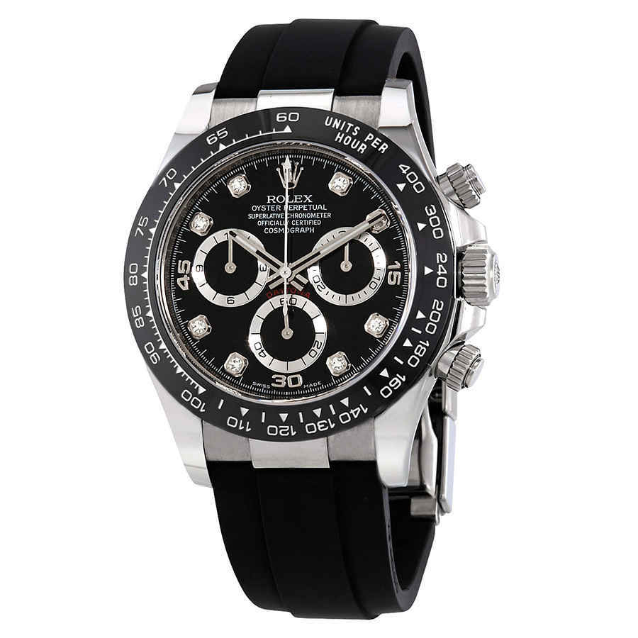 Rolex Cosmograph Daytona Black Diamond Dial Mens Chronograph Oysterflex Watch 116519BKDR