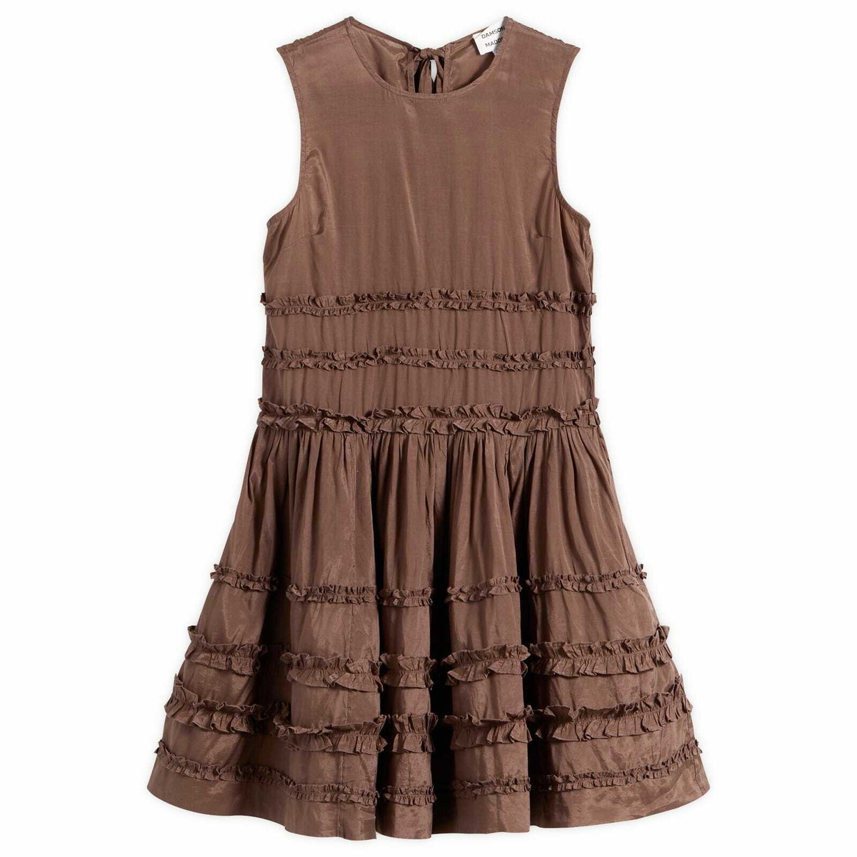 Damson Madder Women's Reed Drop Waist Ruffle Midi Dress in Choc