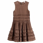Damson Madder Women's Reed Drop Waist Ruffle Midi Dress in Choc