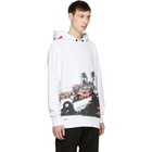 Palm Angels White Burning Car Hoodie